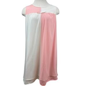 Vintage SEAMPRUFE 60s Chiffon Overlay‎ Mini Nightgown Womens (M) Nylon Mod USA